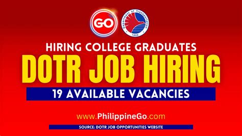 dotr hiring 2024|DOTr Job Vacancies 2024, Open for High School .